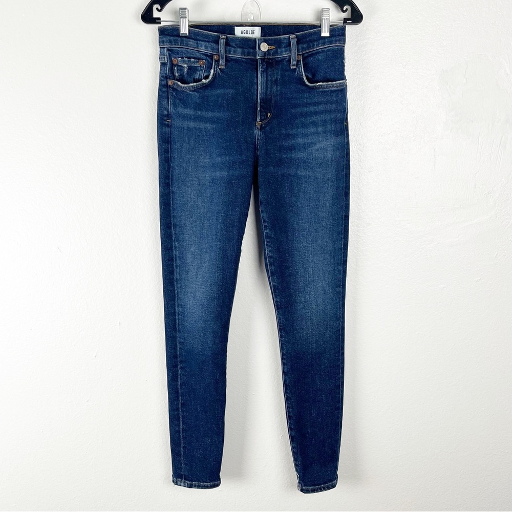 AGOLDE Sophie Mid-Rise Distressed Skinny Jeans, Size 26